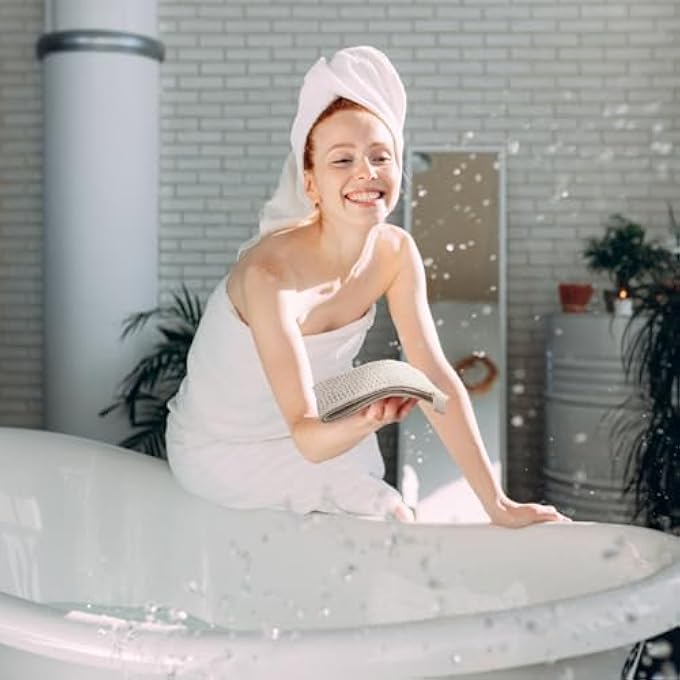 باتيير 6 عبوات متقشرة طبيعية 100٪ قطعة قماش للعناية بالبشرة الطبيعية، لطيفة ومتينة، قابلة لإعادة الاستخدام للوجه أو الجسم، تزيل خلايا الجلد الميتة وتحفز الدورة الدموية - Image 5